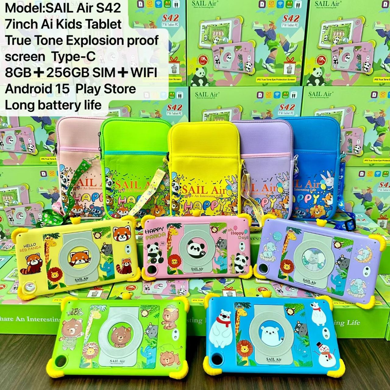 SAIL Air S42 7-Inch AI Kids Tablet | 8GB + 256GB | Android 15 | Shockproof Case & Carry Bag : PRE-ORDER