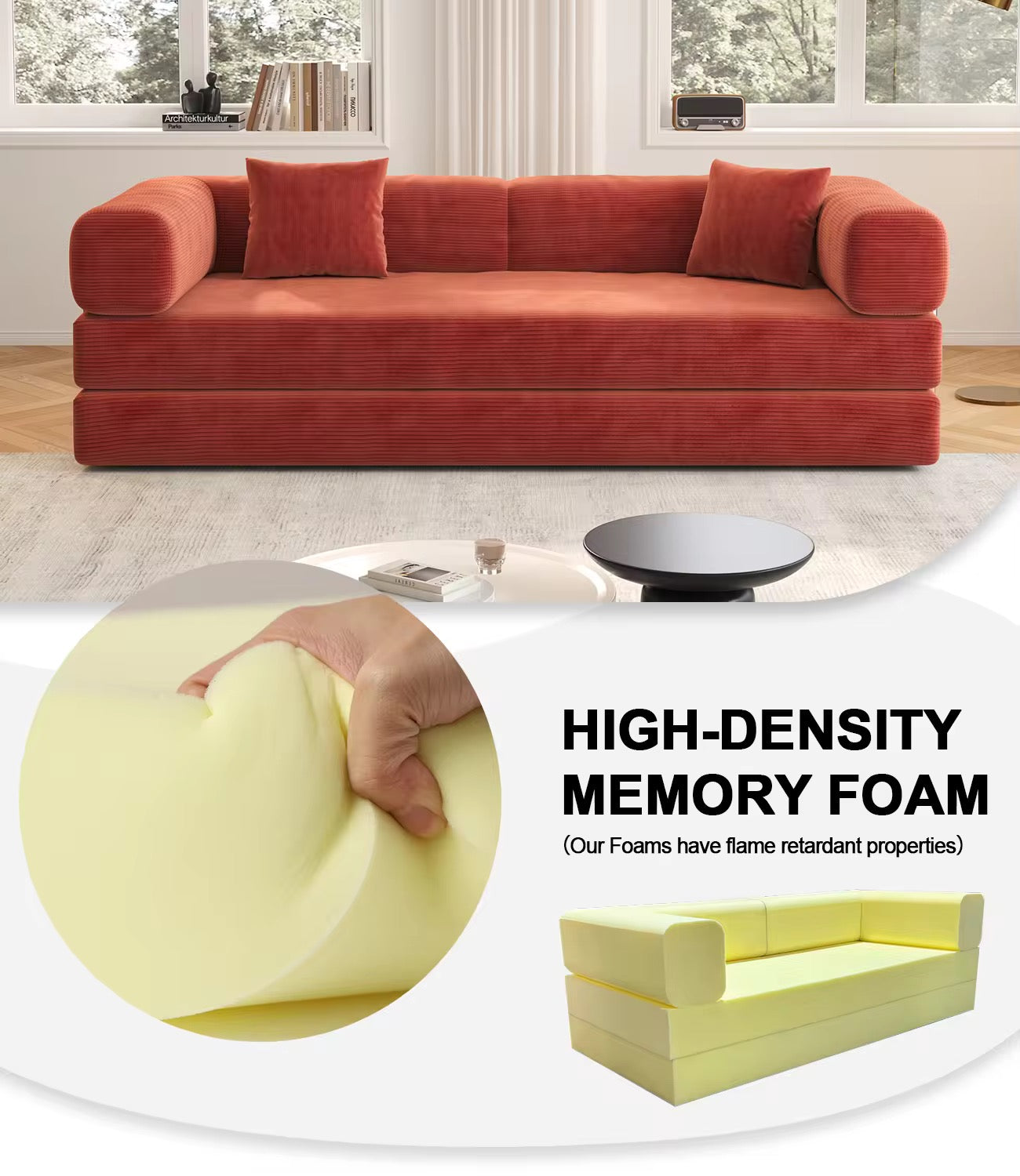 Convertible Compressible Standard Couch Modern 3-in-1 Lounge Sofa : PRE-ORDER