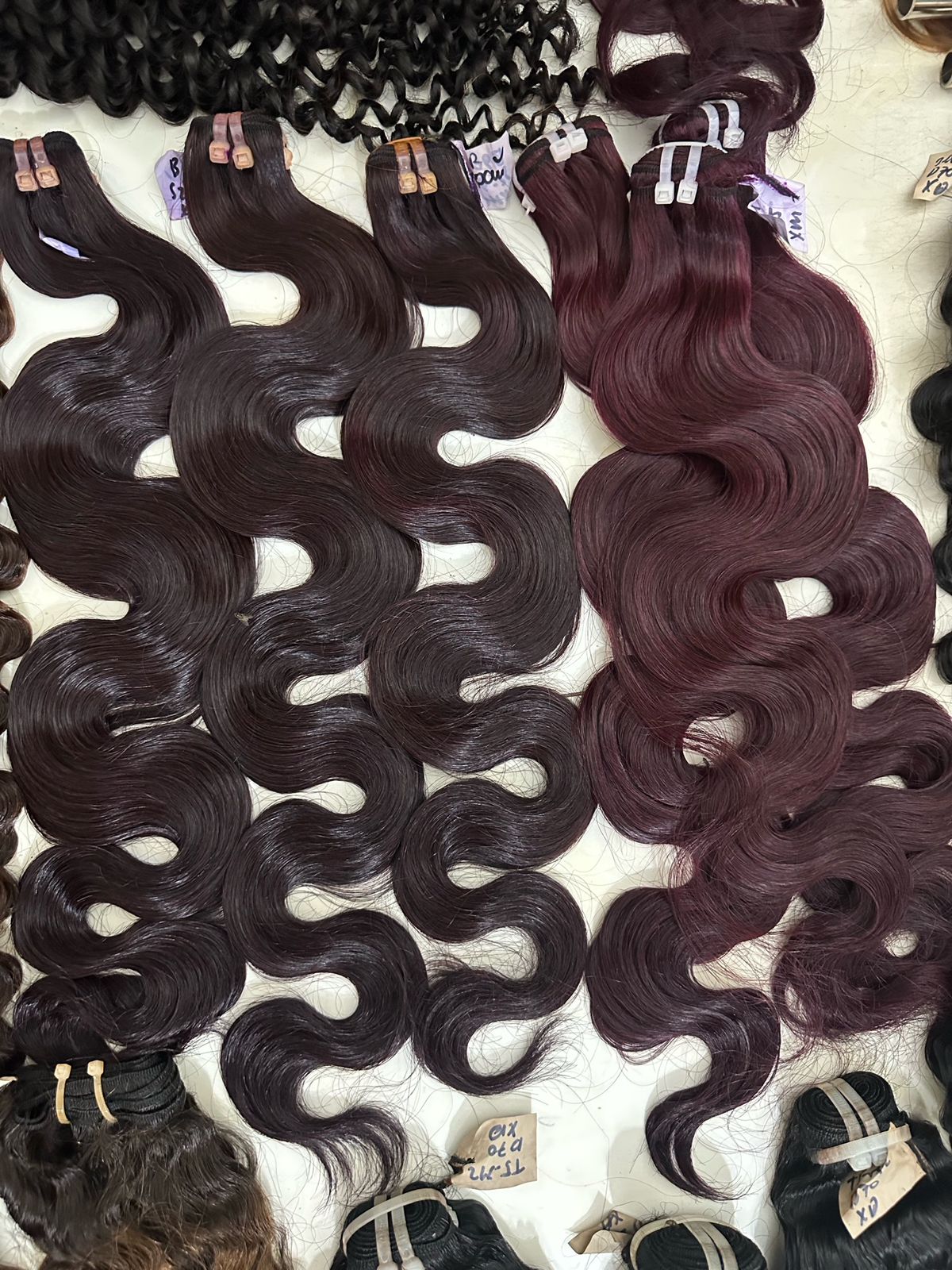 Vietnamese virgin human hair coloured hair bundles- super double drawn - Bone straight/wavy/curly (2)