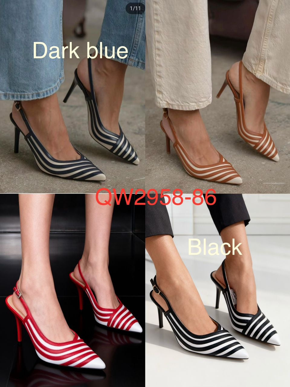 Marina Striped Slingback Heels