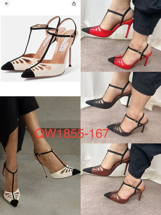 Two-Tone Cutout T-Strap Heels : PRE-ORDER