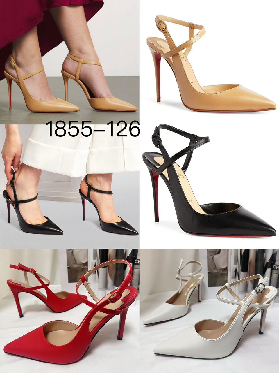 Cross-Strap Pointed Toe Heels : PRE-ORDER