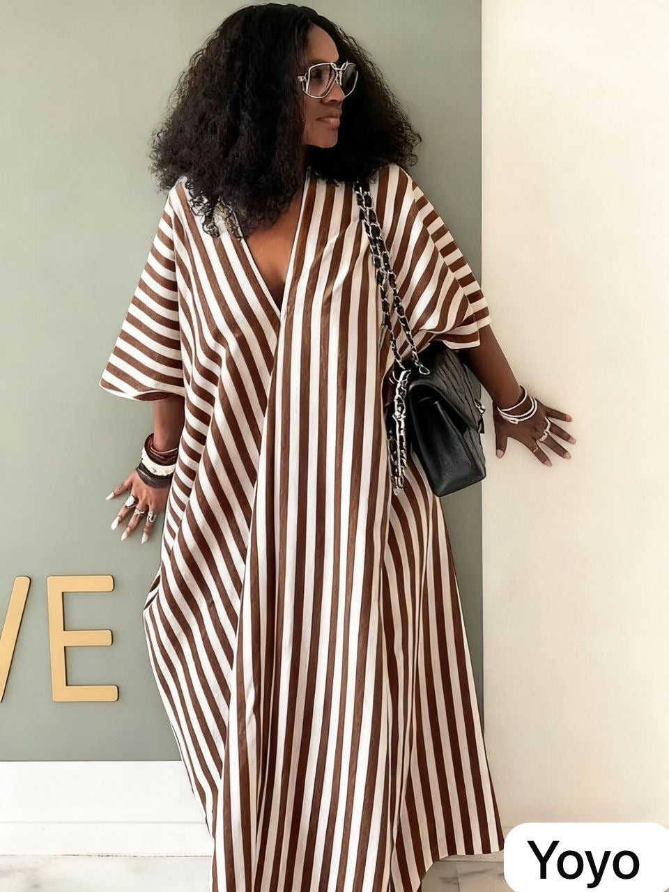 Striped Free-Flow Kaftan – Chic, Comfortable & Effortlessly Stylish : PRE- ORDER