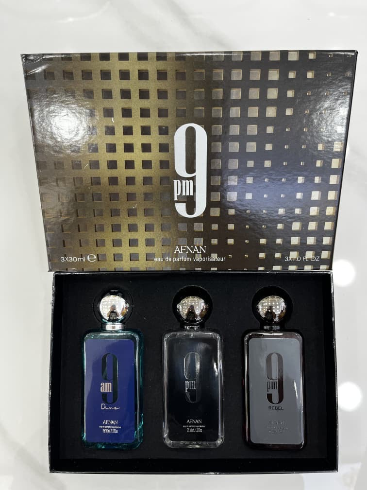 Afnan 9PM Collection Gift Set – 3 x 30ml Eau de Parfum : PRE-ORDER