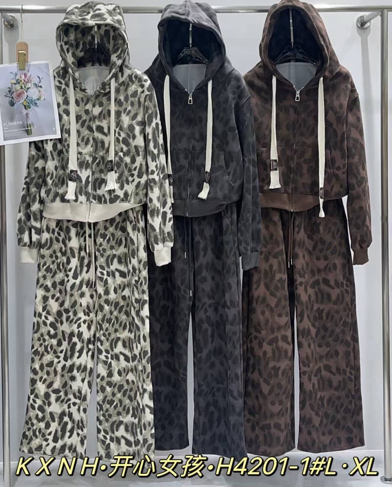 Disco Chic Leopard Print Lounge Set – 2 Piece Sweatshirt + Wide-Leg Pants: PRE-ORDER