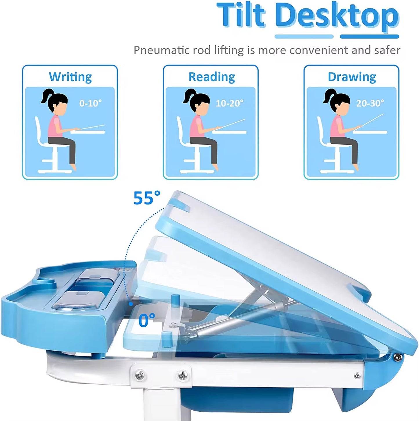 Kids Adjustable Study Desk & Chair With LED Light (PRE-ORDER)