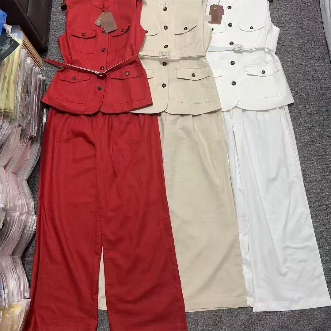 Chic Linen Two-Piece Set Belted: (Pre-Order)