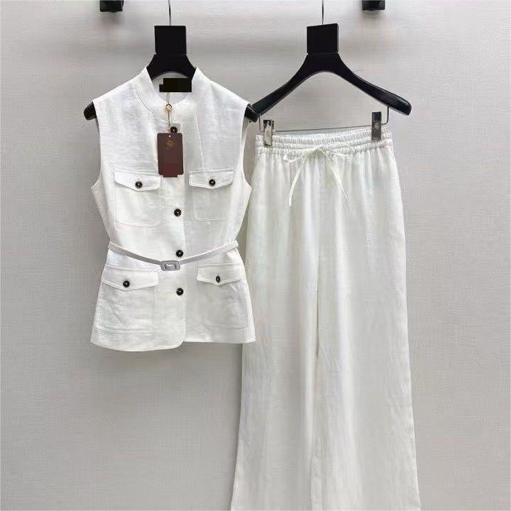 Chic Linen Two-Piece Set Belted: (Pre-Order)