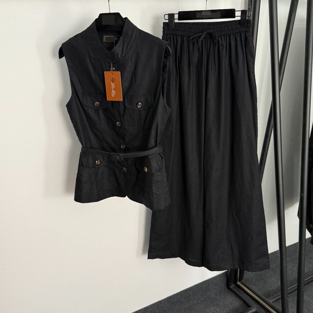 Chic Linen Two-Piece Set Belted: (Pre-Order)