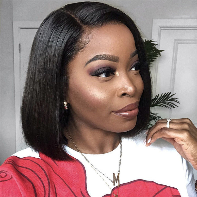 💇🏽‍♀️ 12-Inch Bob Wig with 5x5 Transparent Lace Closure – 300g Full Density