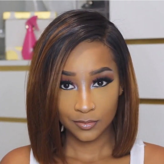 💇🏽‍♀️ 12-Inch Bob Wig with 5x5 Transparent Lace Closure – 300g Full Density