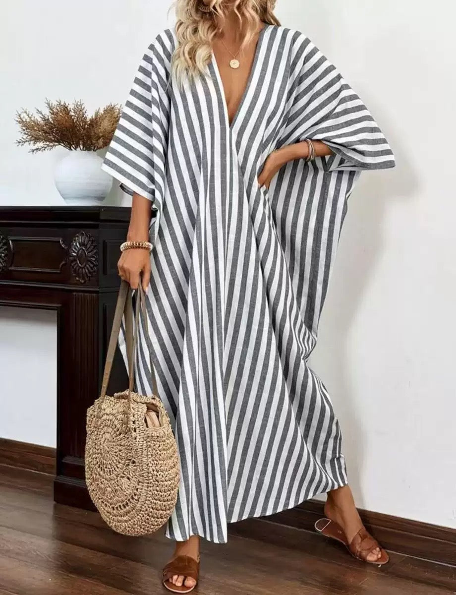 Striped Free-Flow Kaftan – Chic, Comfortable & Effortlessly Stylish : PRE- ORDER