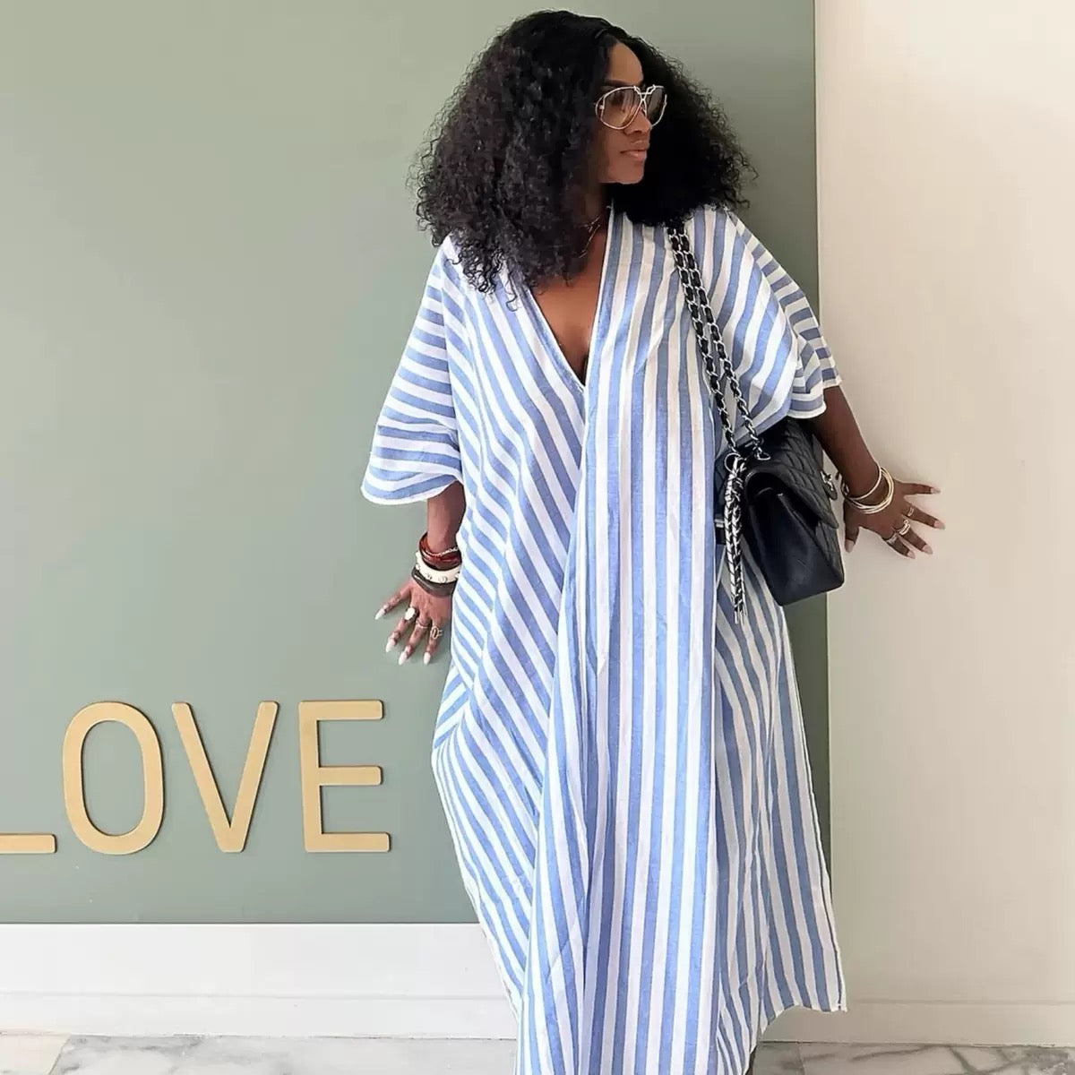 Striped Free-Flow Kaftan – Chic, Comfortable & Effortlessly Stylish : PRE- ORDER