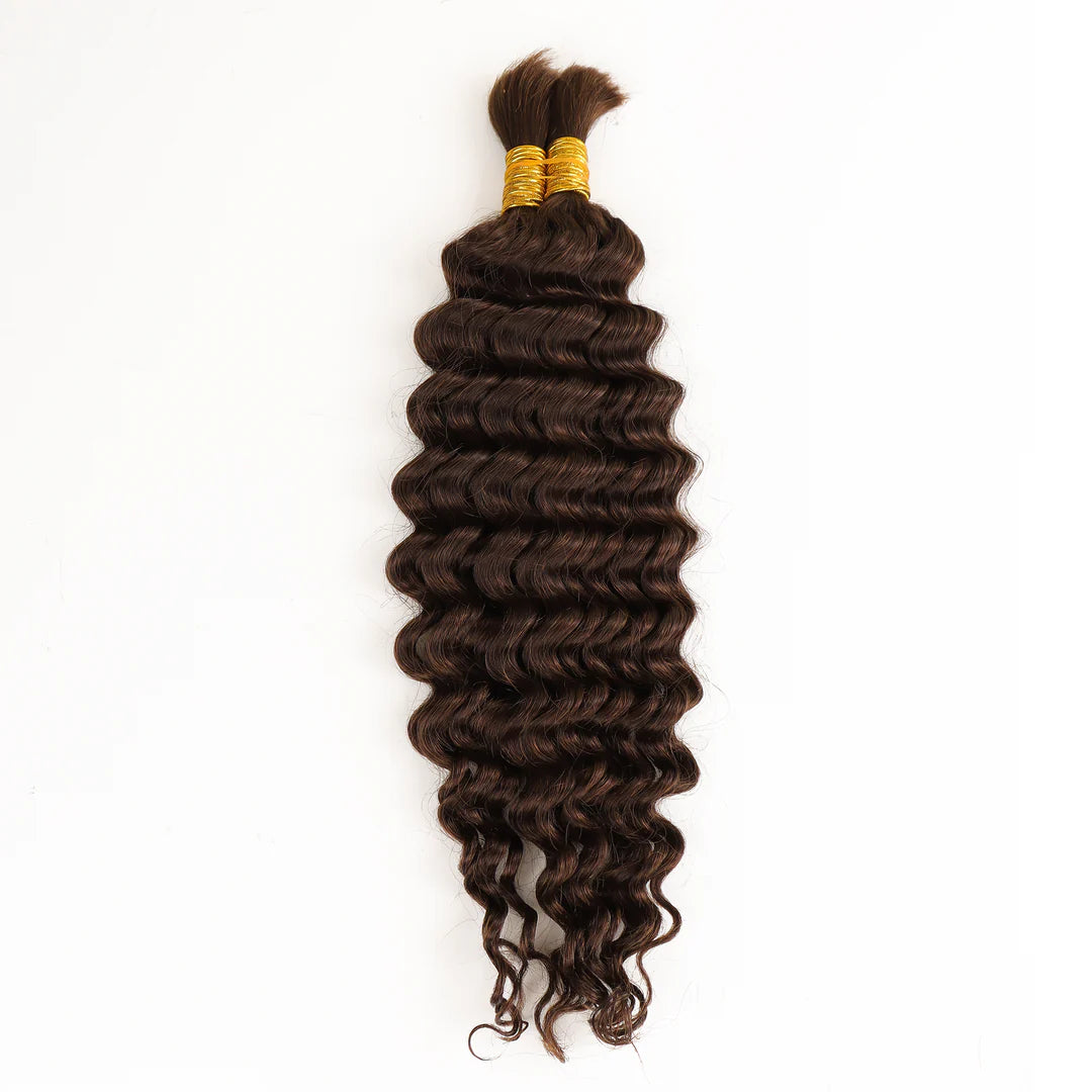 Deep Wave Virgin Human Hair for Braiding coloured 2 & 4 (Pre-order)