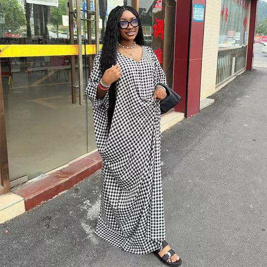 Women’s Oversized Gingham Kaftan Dress : PRE-ORDER