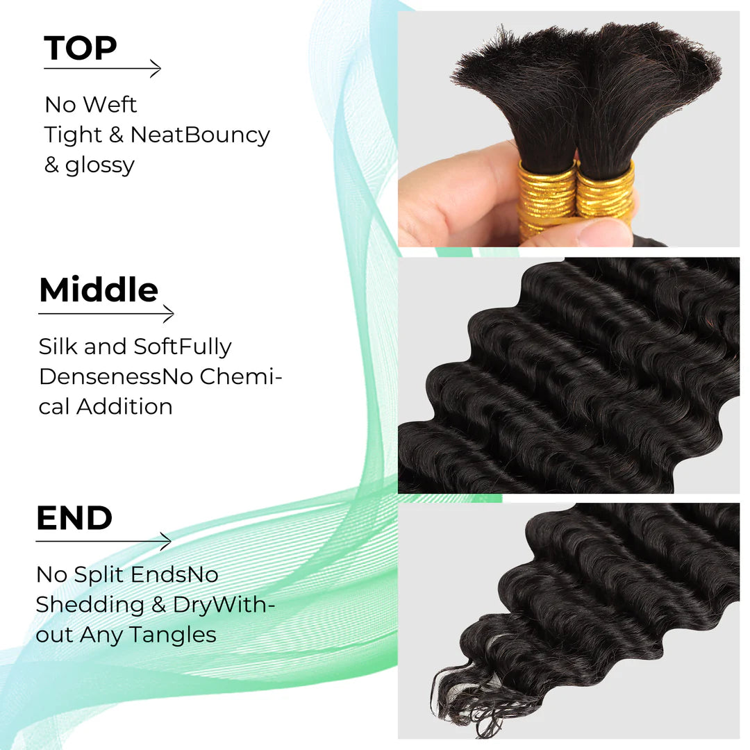Deep Wave Virgin Human Hair for Braiding Natural colour – 100g/Pack