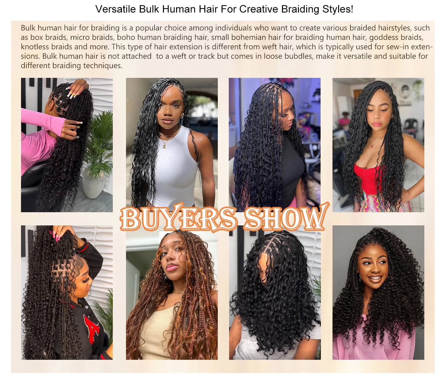 Deep Wave Virgin Human Hair for Braiding Natural colour – 100g/Pack
