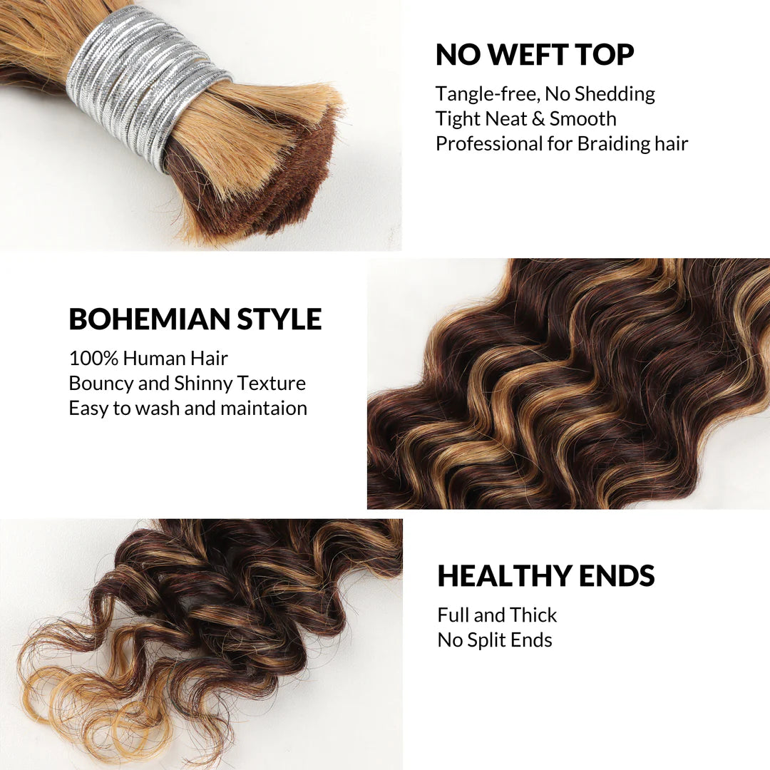 Deep Wave Virgin Human Hair for Braiding colored – 50g & 100g (Pre-order)