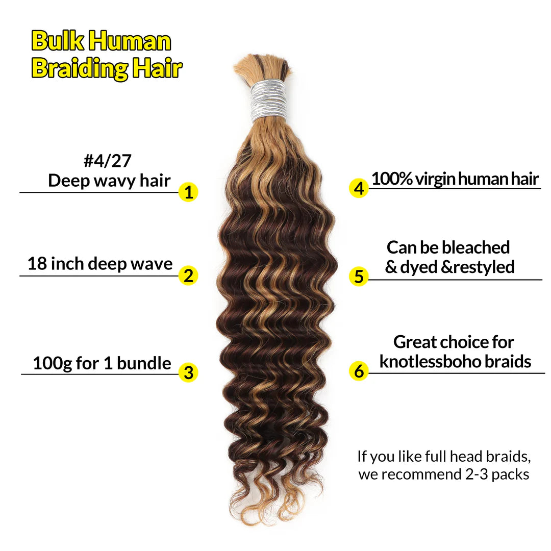 Deep Wave Virgin Human Hair for Braiding colored – 50g & 100g (Pre-order)